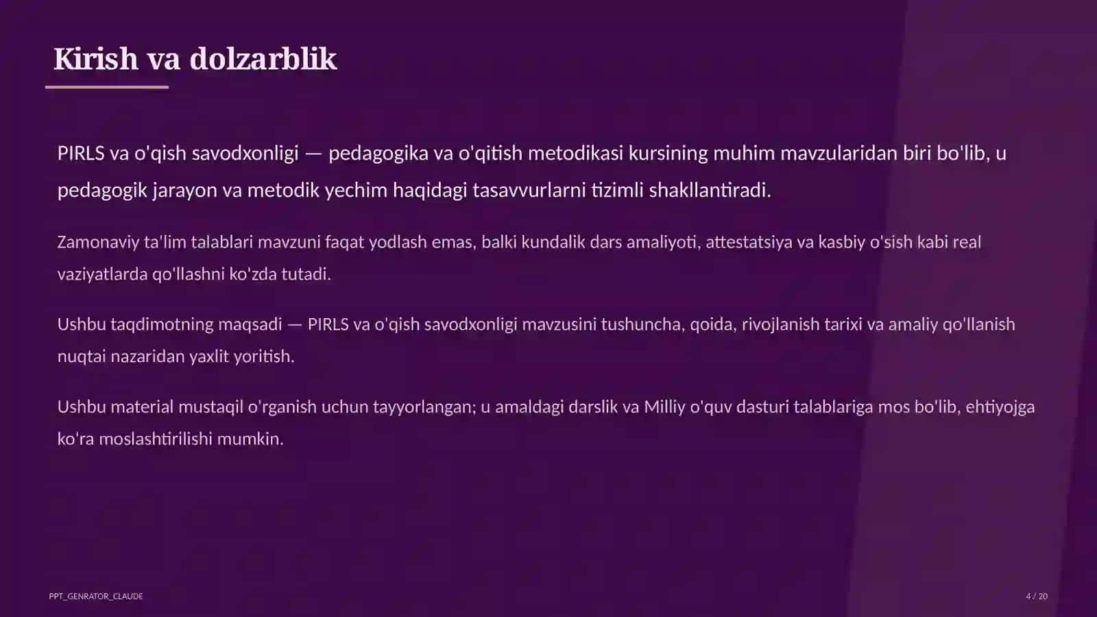 PIRLS va o'qish savodxonligi 4
