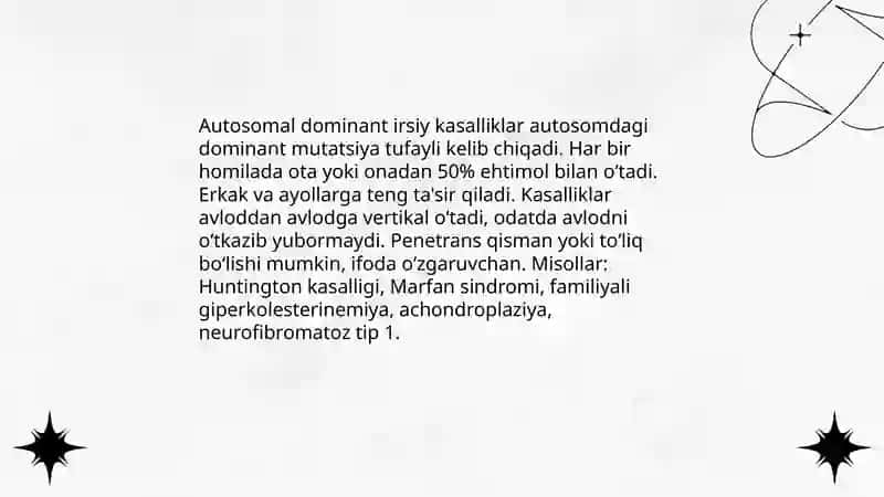 Irsiyat va irsiy kasalliklar 4