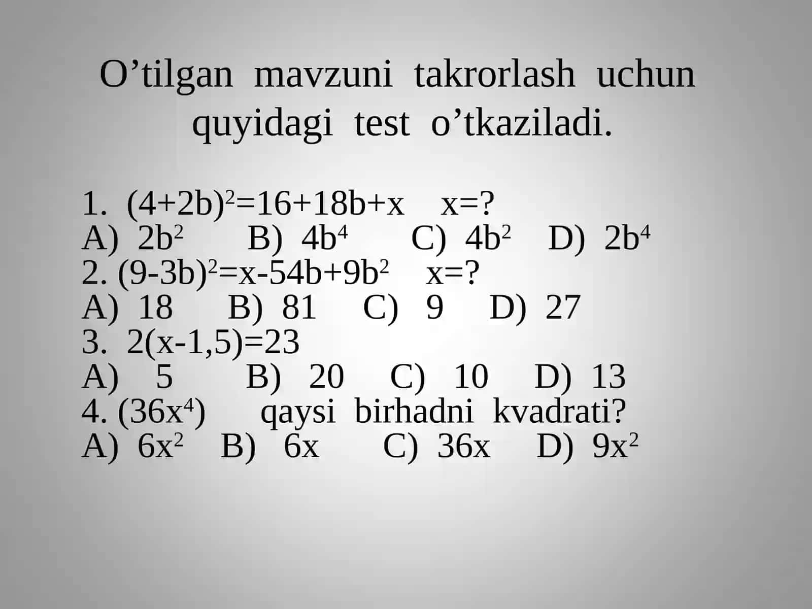 Tenglama va tengsizliklar 4