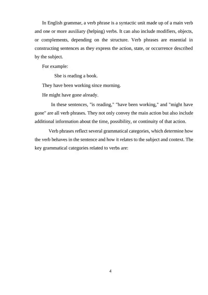 Verb Phrase and Grammatical Categories 4