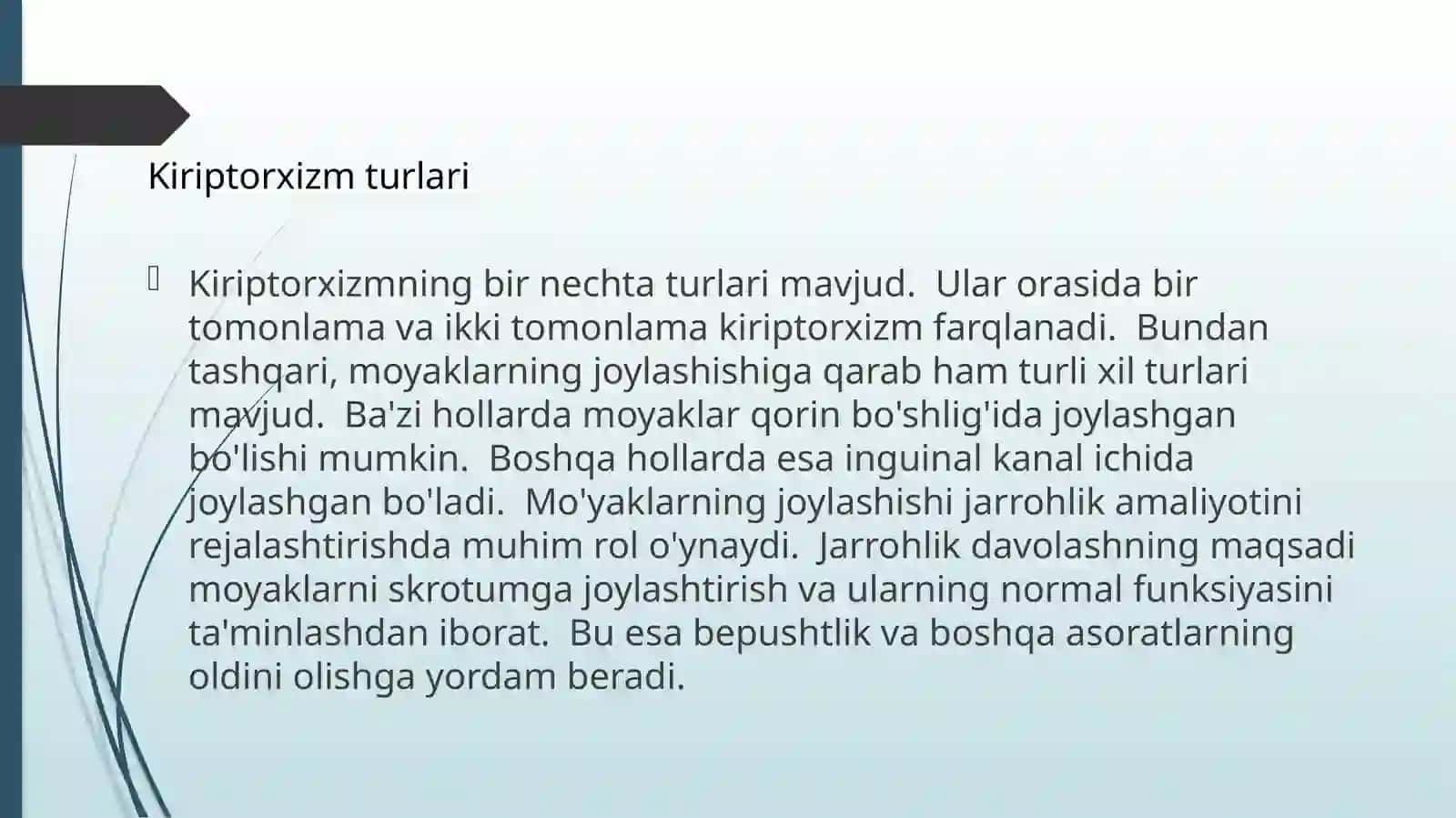 Kiriptorxizm, epispadiya, gipospadiya, operativ xirurgiyasi 4