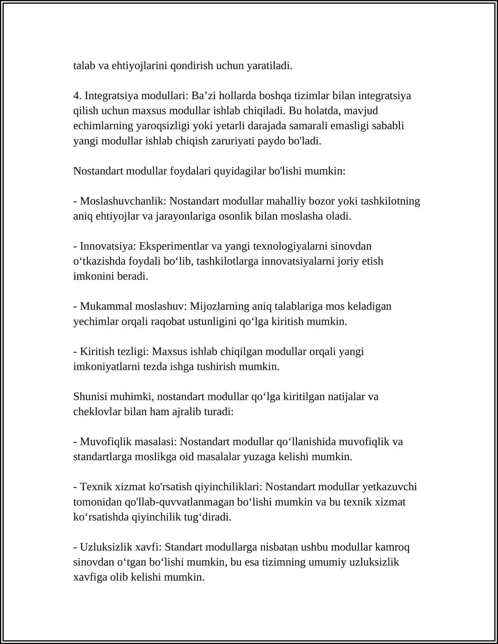 NOSTANDART MODULLARNI YARATISH VA ULARNI DASTURDA QOʻLLASH 4