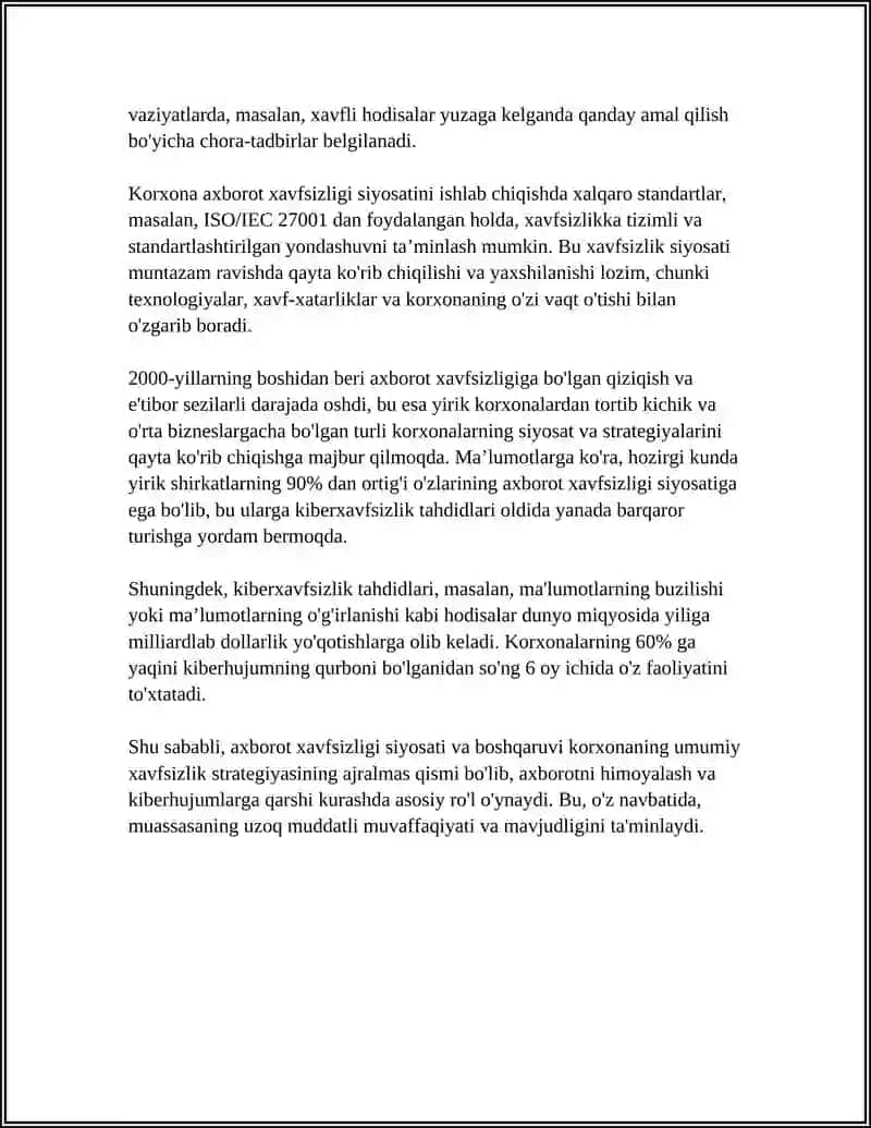 KORXONA FAOLIYATIDA AXBOROT XAVFSIZLIGI 4
