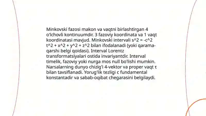 Nisbiylik nazariyasi elementlari 4