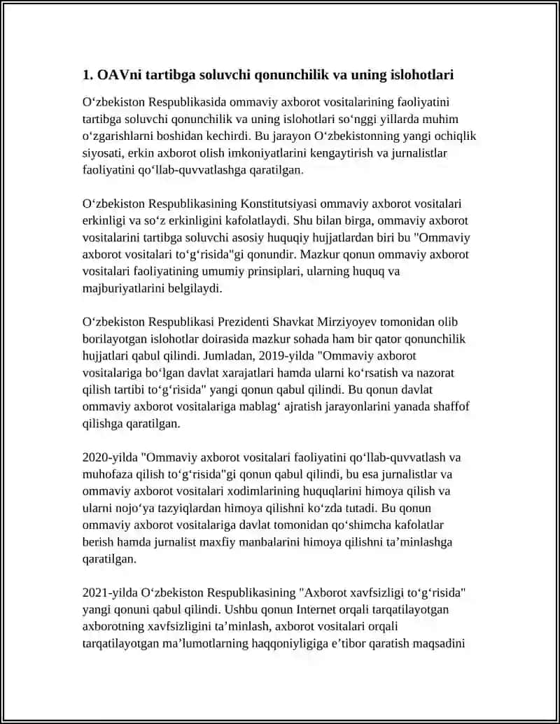 OʻZBEKISTON RESPUBLIKASI OLIY TA’LIM FAN VA INNOVATSIYA VAZIRLIGI SAMARQAND SHAHAR ZARMED UNIVERSITETI GUMANITAR FANLAR KAFEDRASI MUSTAQIL ISH 4
