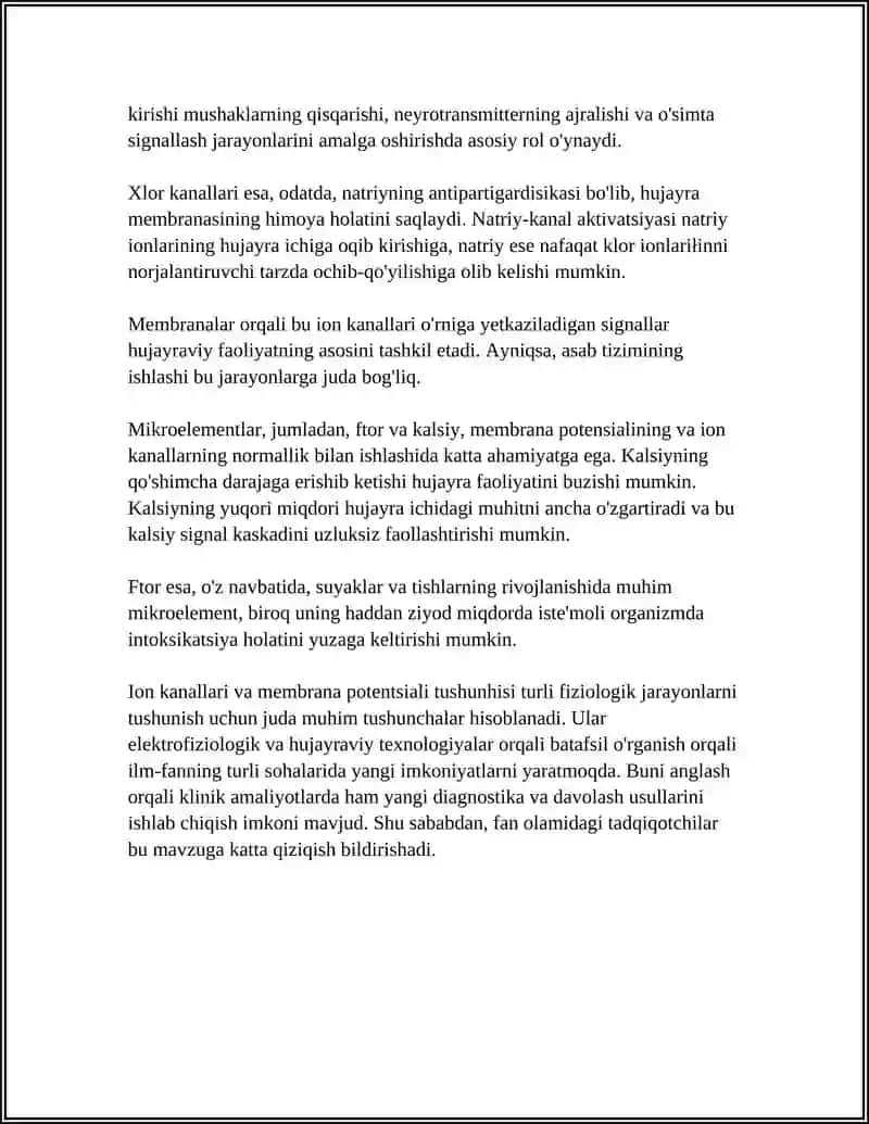 SIGNALLARNI MEMBRANALAR ORQALI O'TKAZILISHI 4