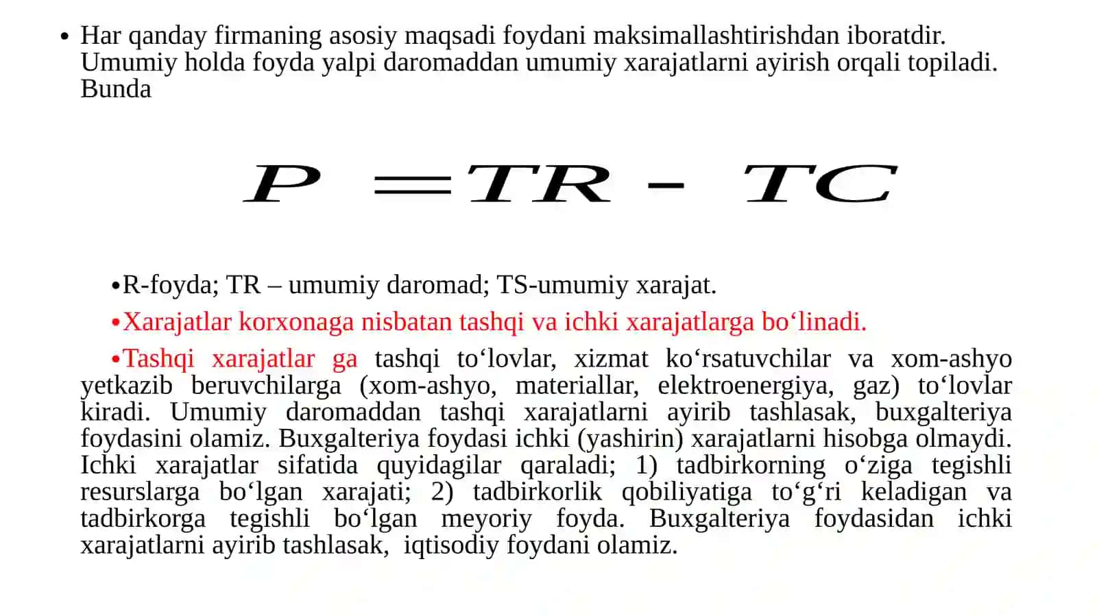 Ishlab chiqarish xarajatlari va qarashlar 4