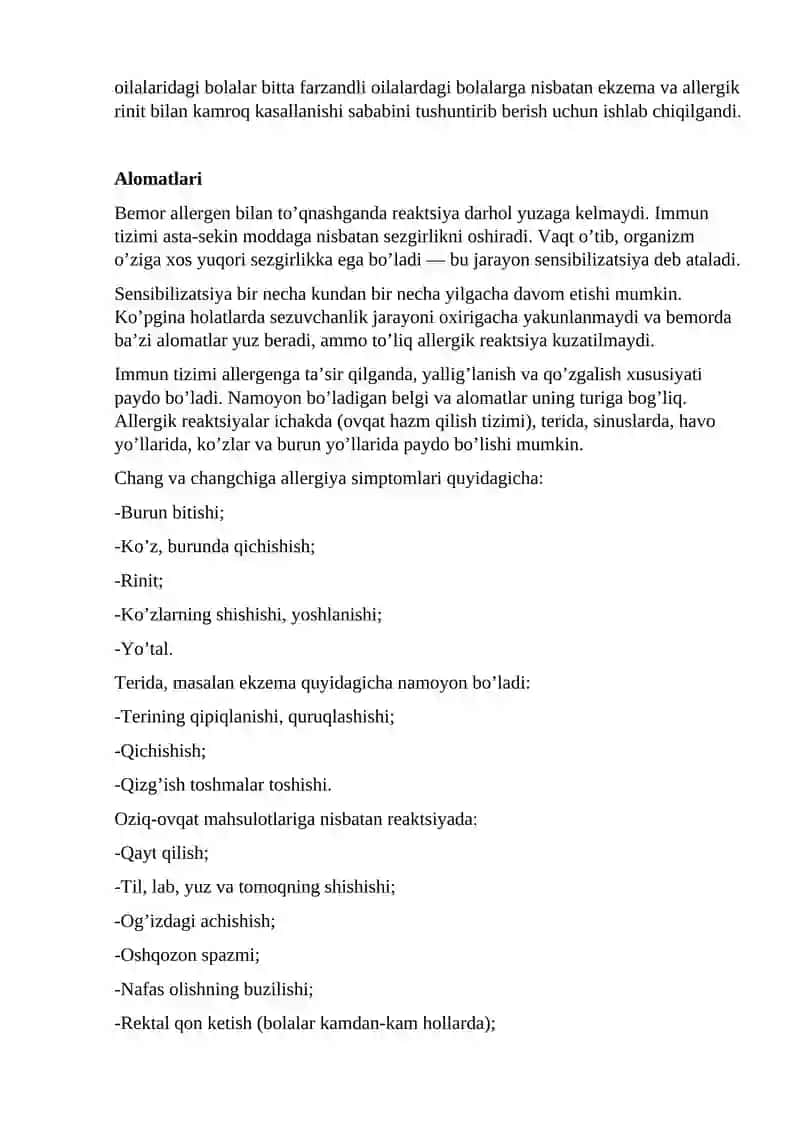 Psevdoallergiya. Atopik kasalliklar haqida tushuncha 4