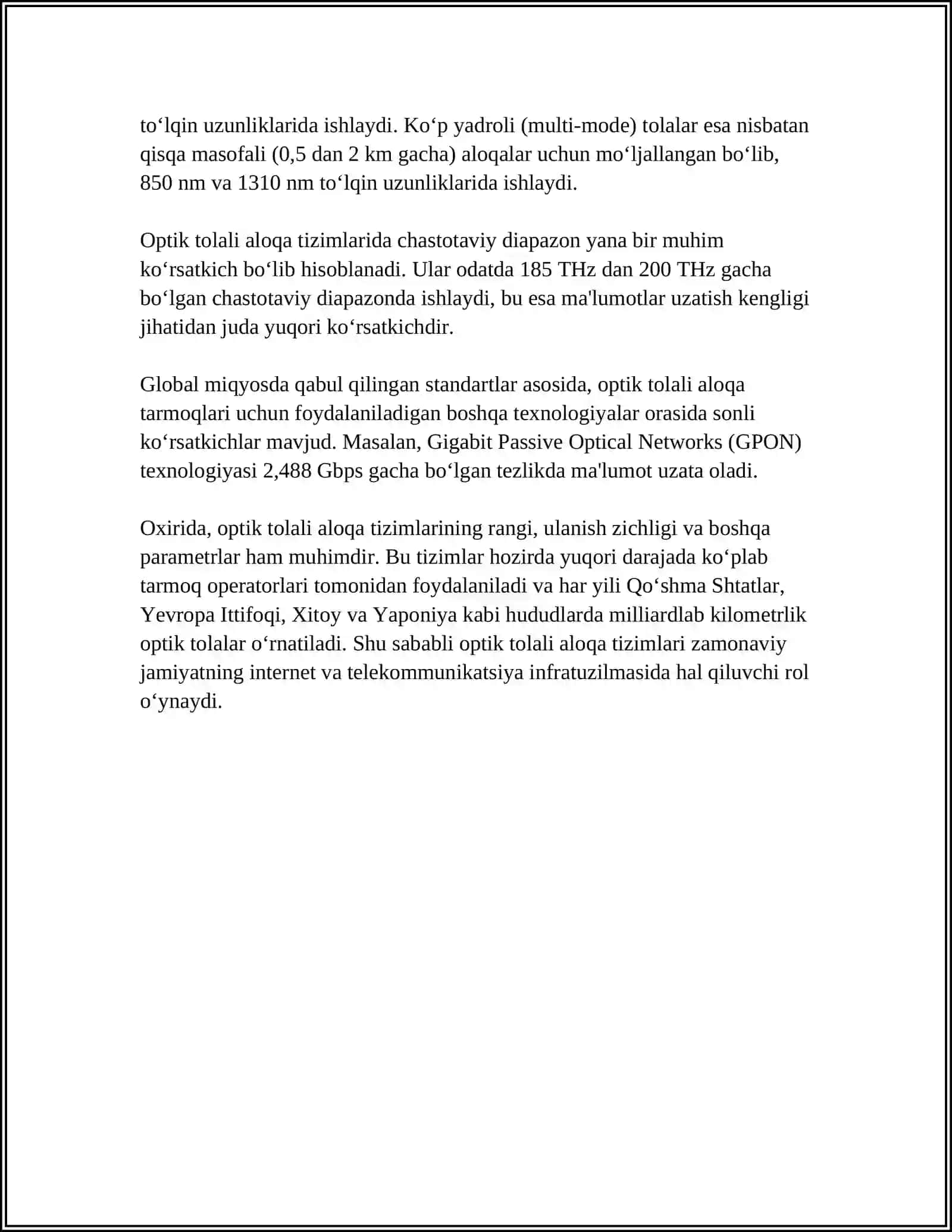 Optik tolali aloqa tizimlari 4