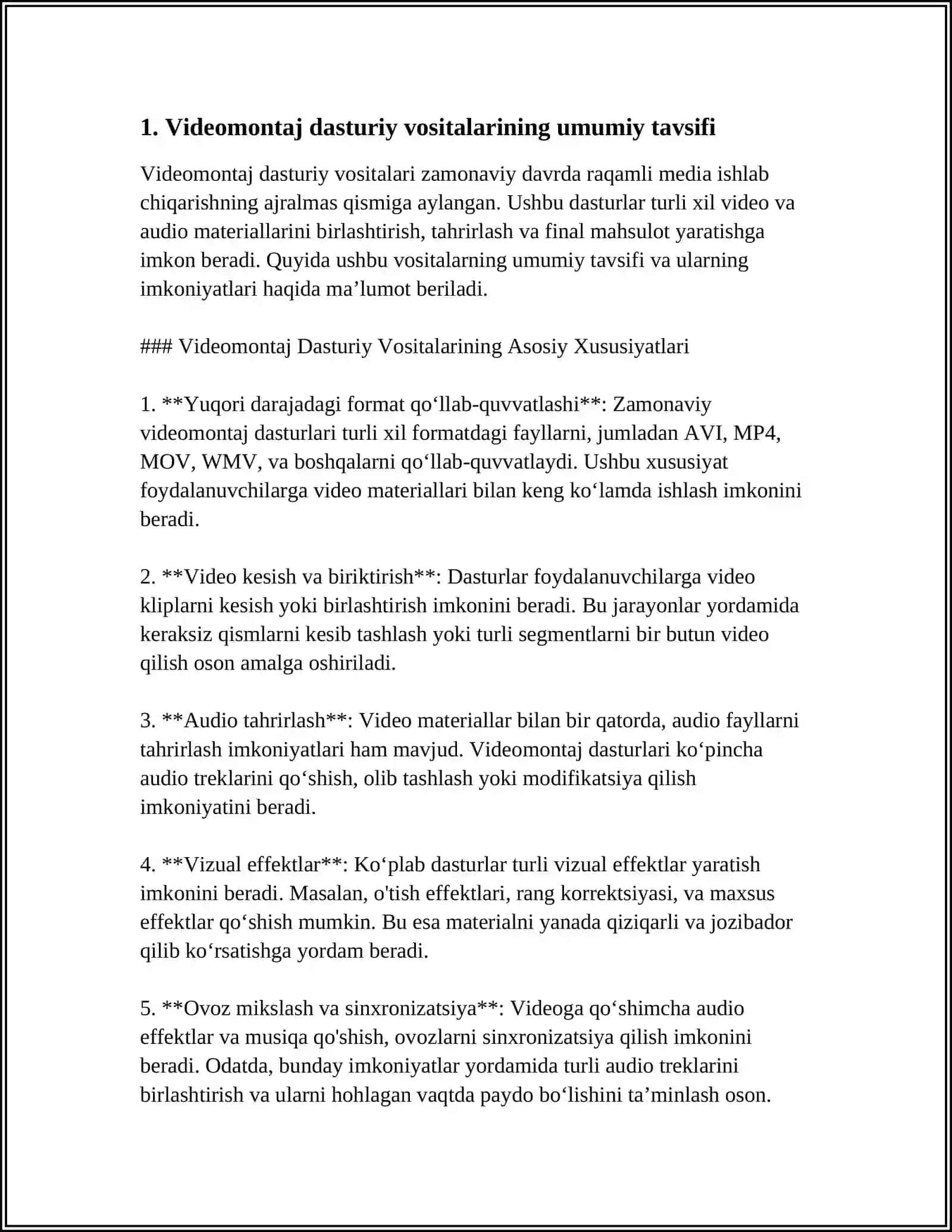 VIDEOMONTAJ UCHUN DASTURIY VOSITALAR TO‘PLAMI 4