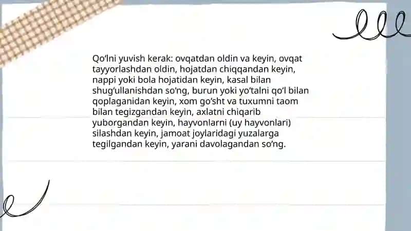 Asosiy qoʻl yuvish qoidalari 4