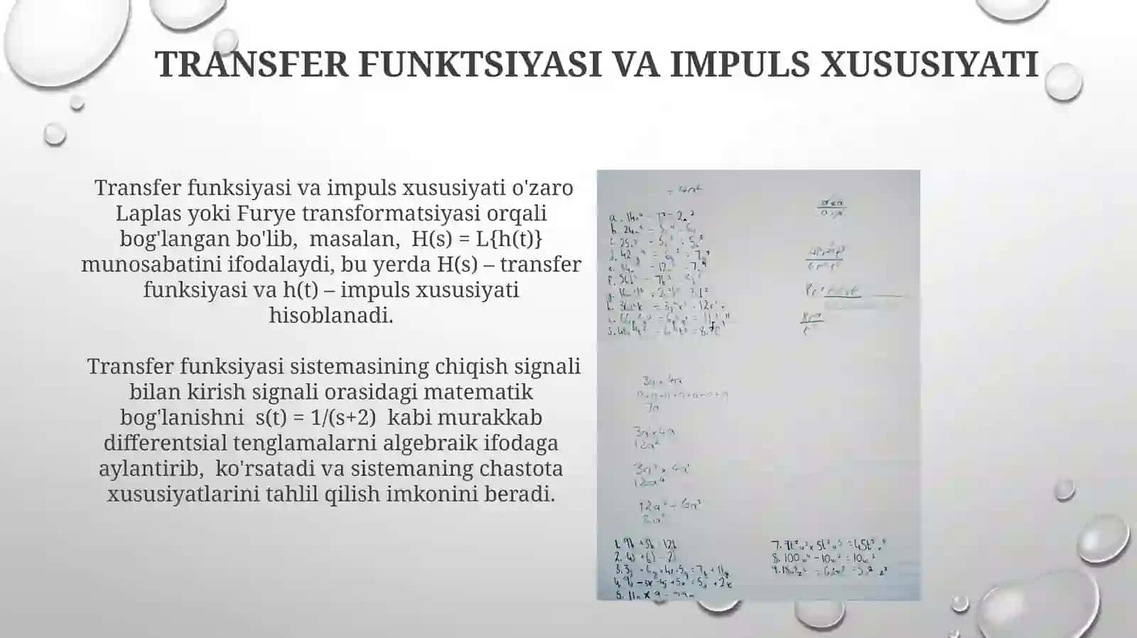 Chiziqli avtomatik sistemalarini matematik ifodasi 4