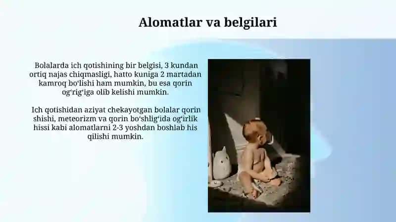 Bolalarda uchraydigan qabziyat kasalligi 4