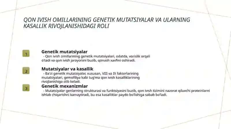 Qon ivish omillarining tugʻma kasalliklari 4