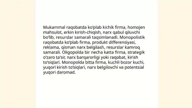 Raqobat va narxning shakllanishi 4