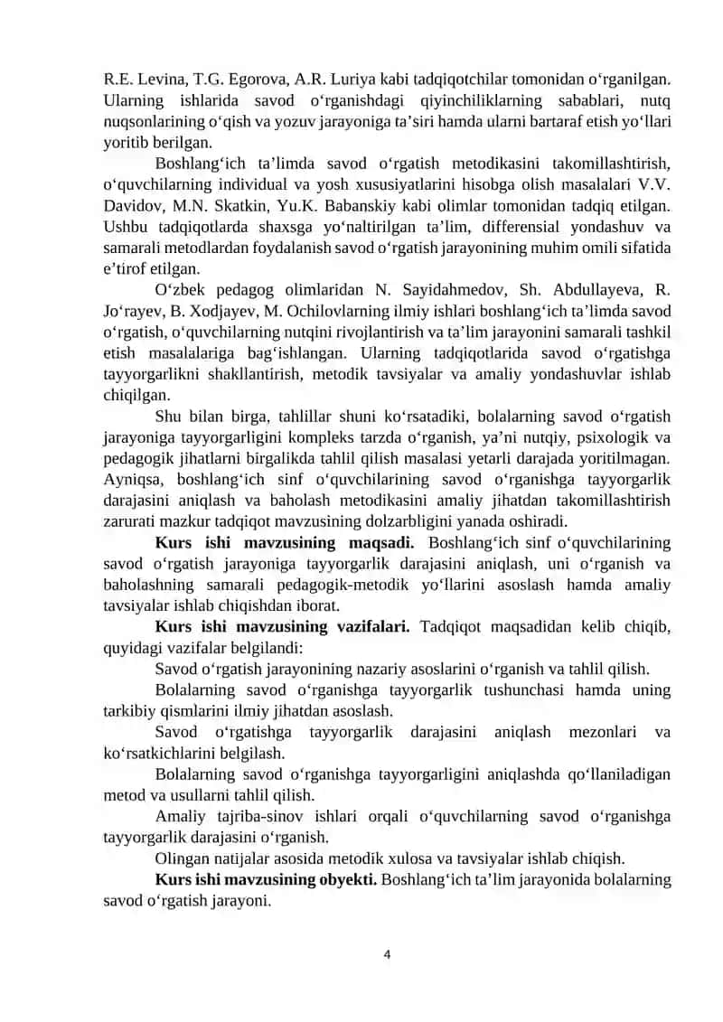 Bolalarning savod o‘rgatish jarayoniga tayyorgarligini o‘rganish 4