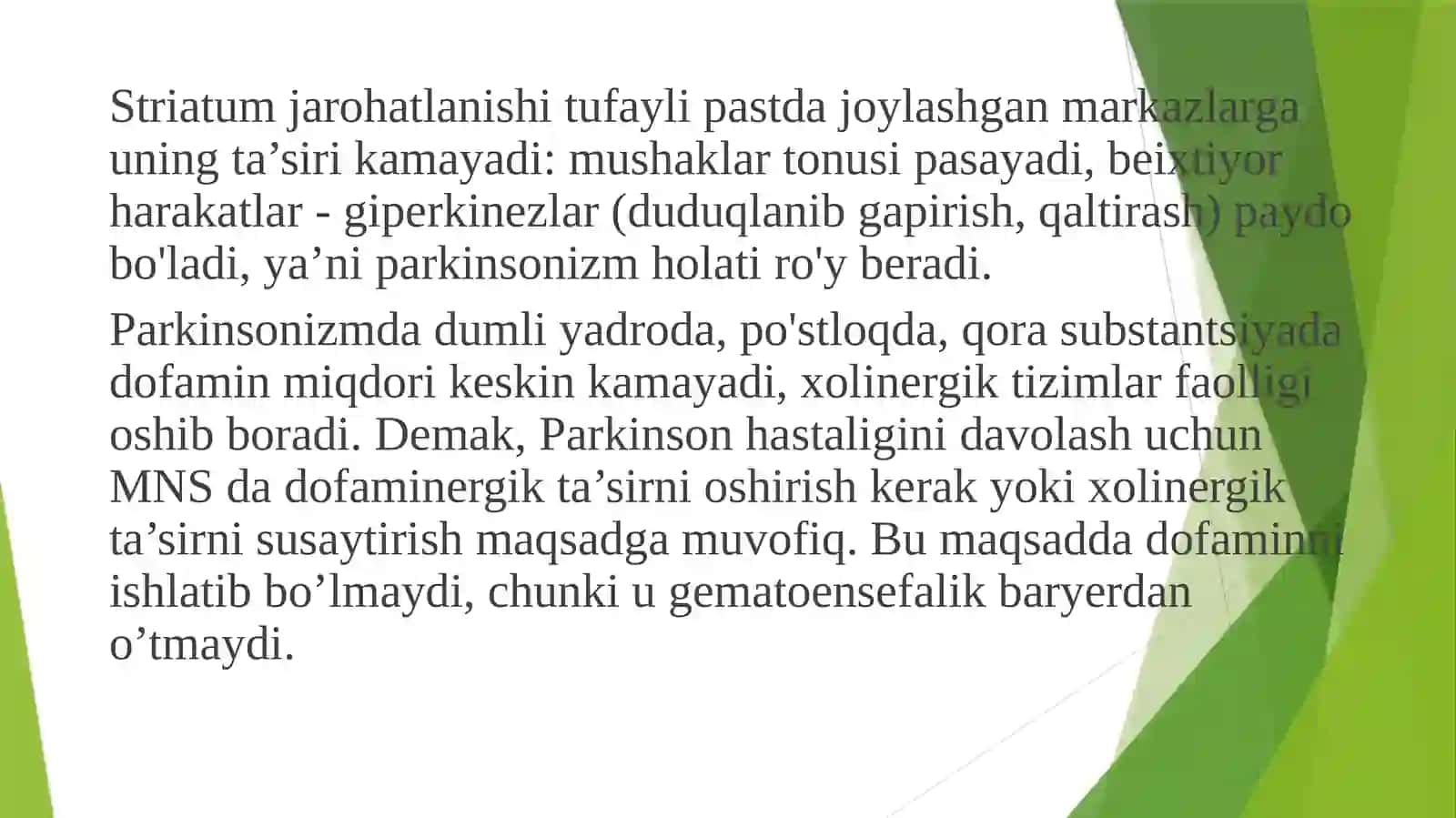 Parkinson kasalliginidavolashda ishlatiladigan dorivorsitalari 4