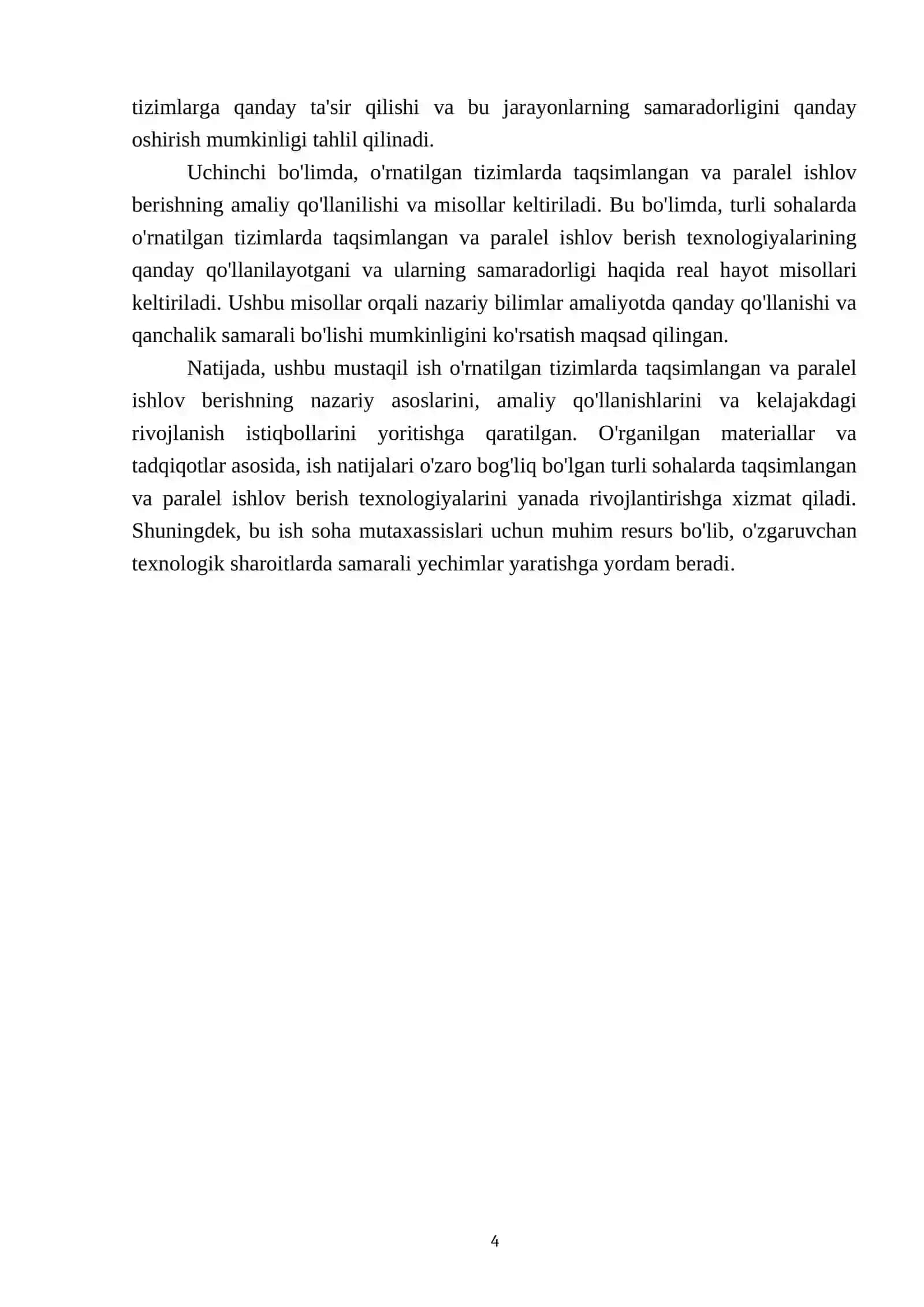 O'rnatilgan tizimlarda taqsimlangan va paralel ishlob berish 4