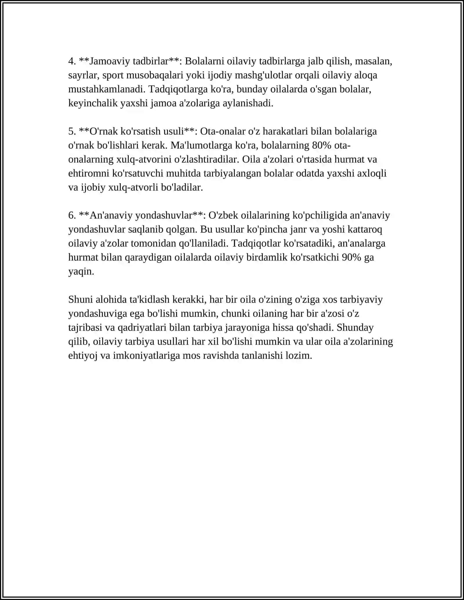 MUSTAQIL ISH Mavzu: TARBIYA VA IJTIMOIY TARBIYA 4