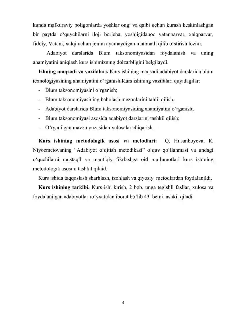 Blum taksonomiyasi va uning adabiyot oʻrganishdagi ahamiyati 4
