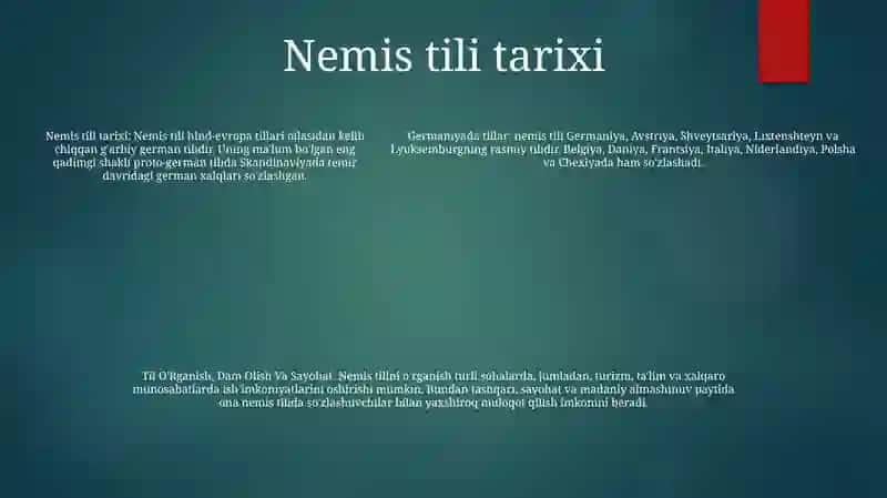 Germaniyada Tillar, Til O'Rganish, Dam Olish Va Sayohat 4