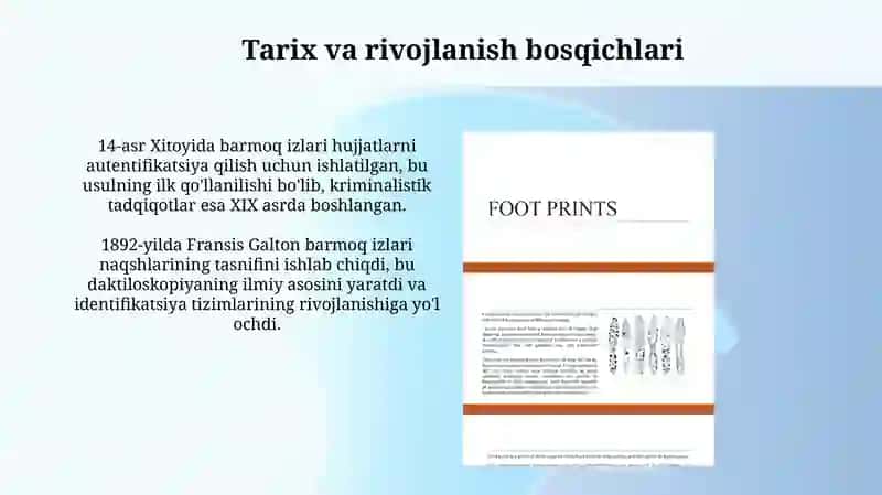 Barmoq va Oyoq Izlari Tahlili 4