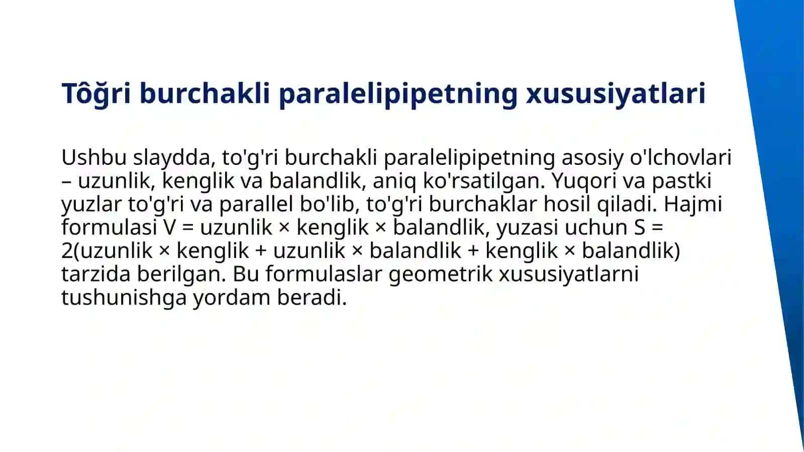 Tôğri burchakli paralelipipet 4