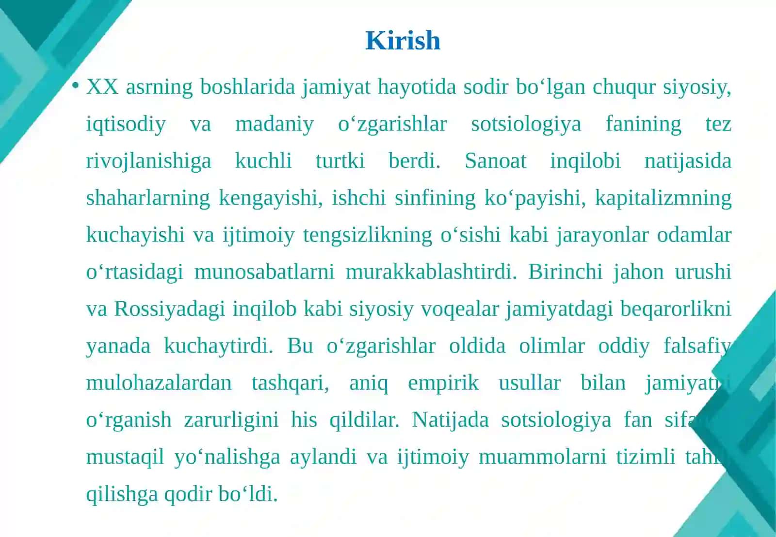 XX asr boshlarida sotsiologiyaning rivojlanishi 4