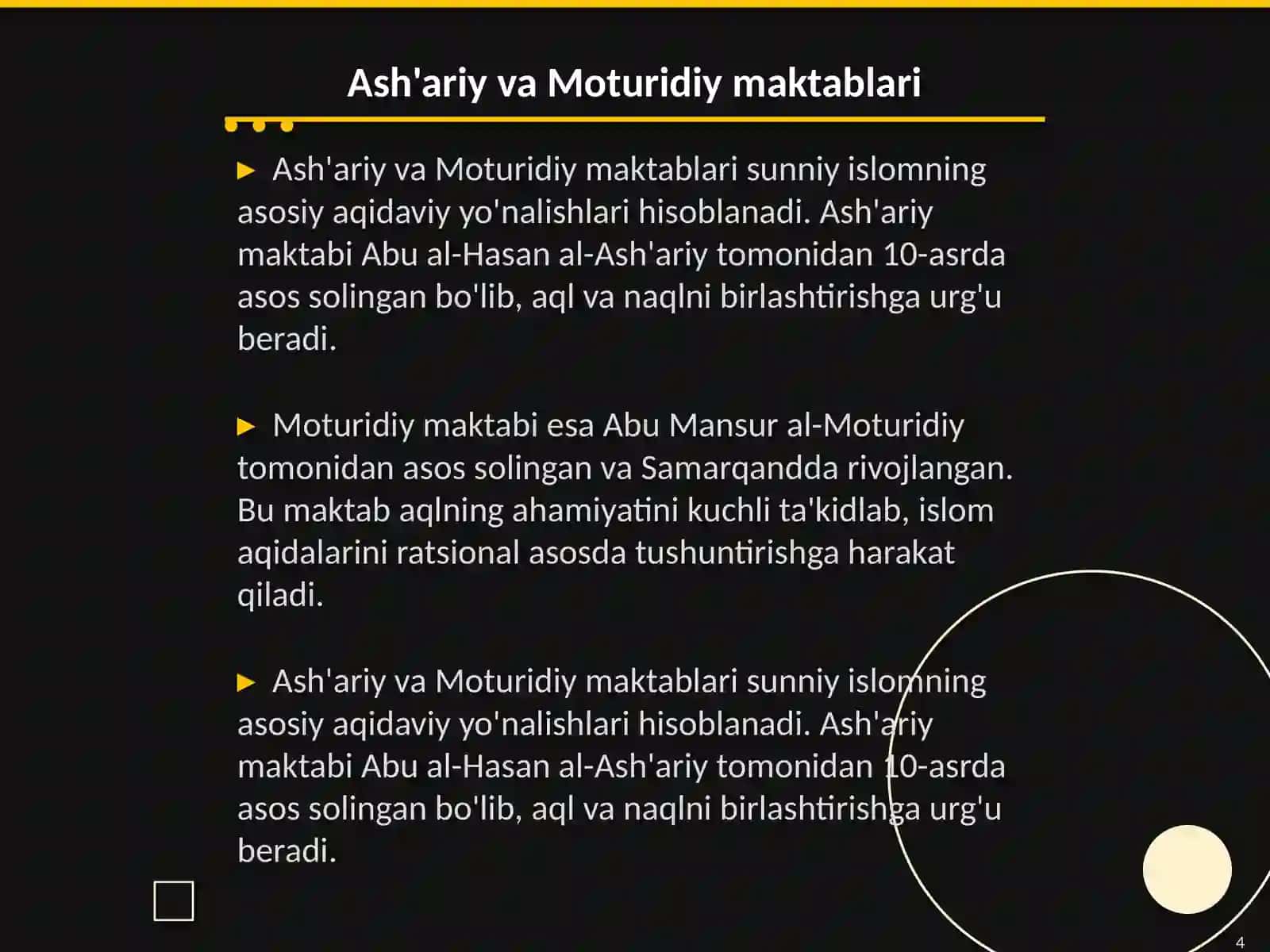 Islom dining aqidaviy yo'nalishlari va maktablari 4