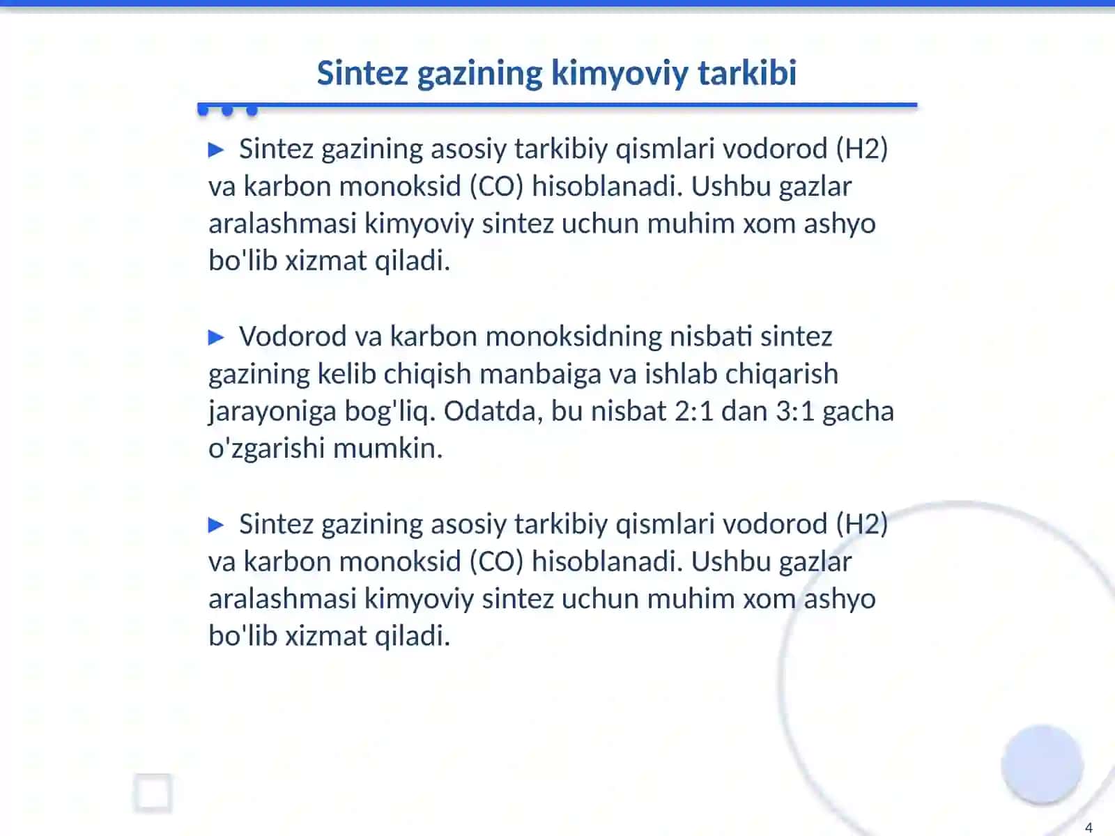 Sintez gazi asosida olinadigan mahsulotlar 4