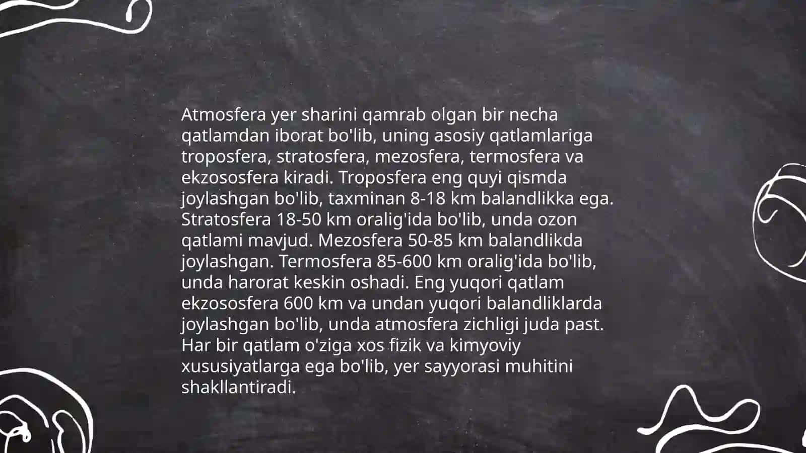 Yerning geografik qobigʻi. Atmosfera 4