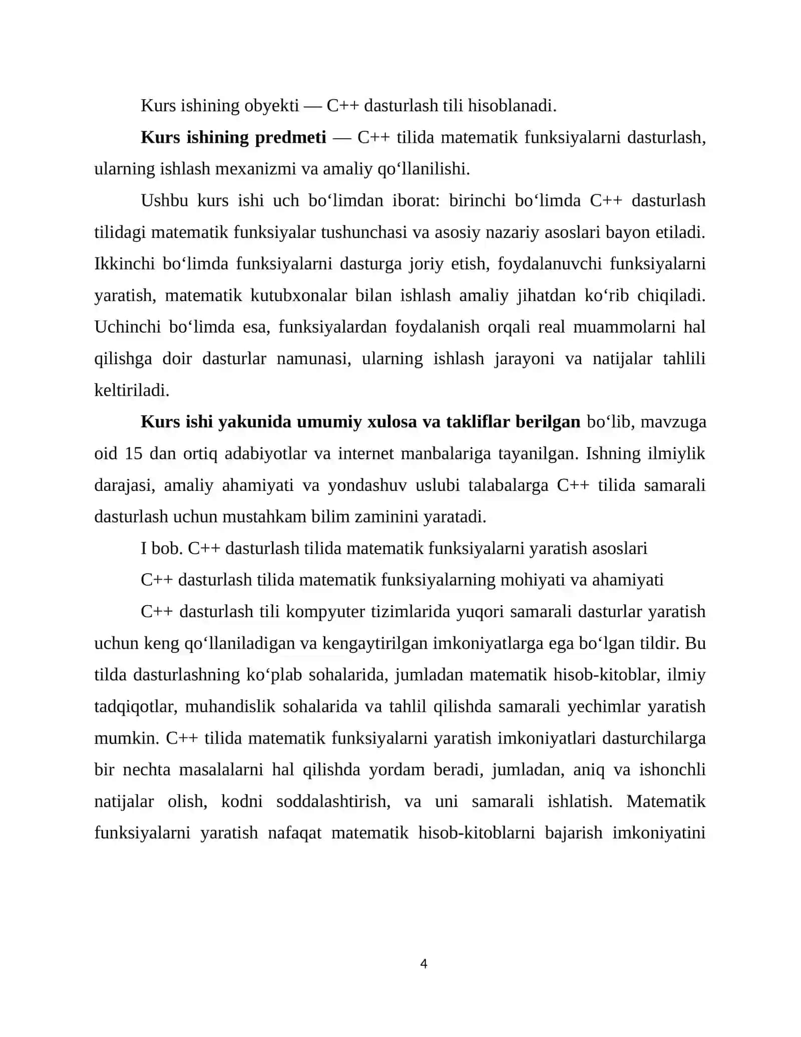 BOB. C++ DASTURLASH TILIDA MATEMATIK FUNKSIYALARNI YARATISH ASOSLARI 4