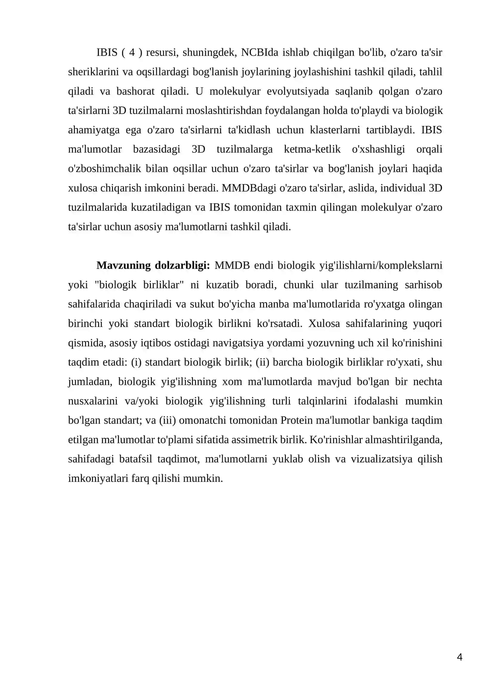 PDB-molekulalarni modellashtirish bo‘yicha ma‘lumotlar bazalari 4