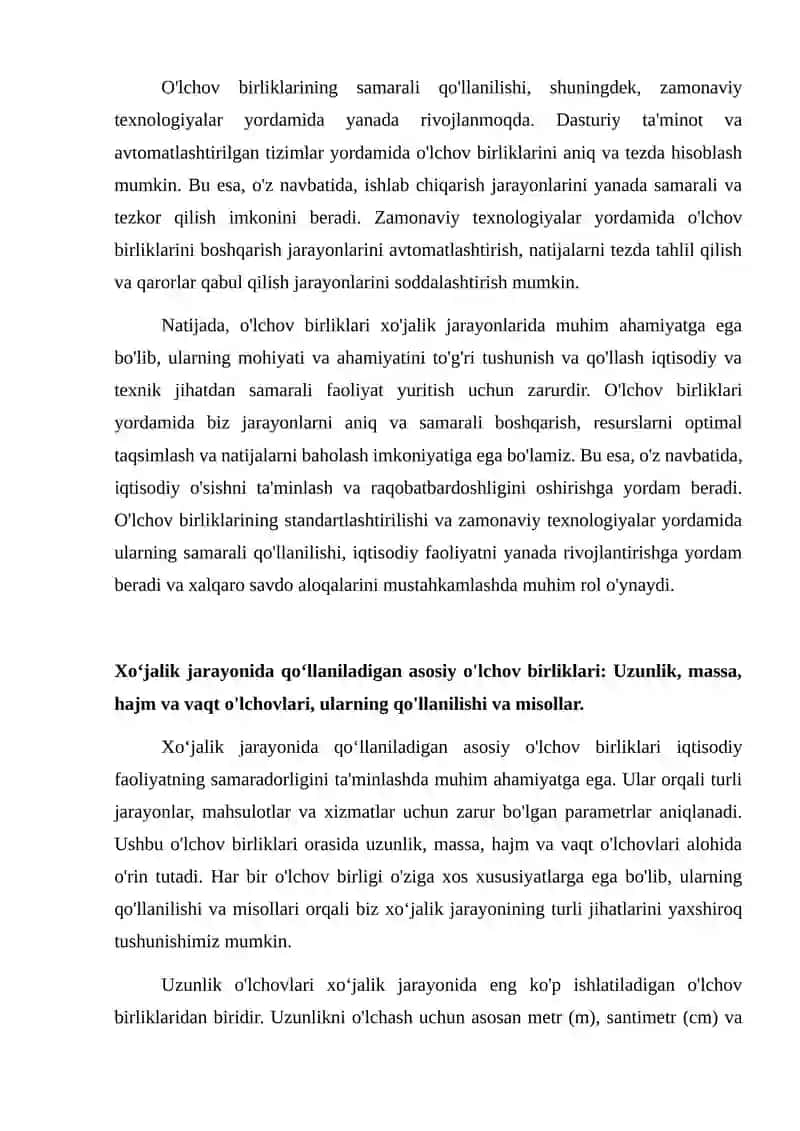 Xoʻjalik jarayonida qoʻllaniladigan oʻlchov birliklari 4