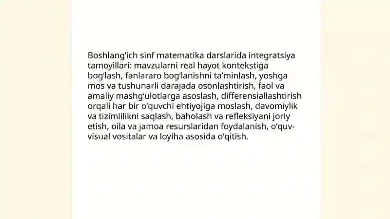 Integratsiyalashgan taʼlimni yechish bosqichlari 4
