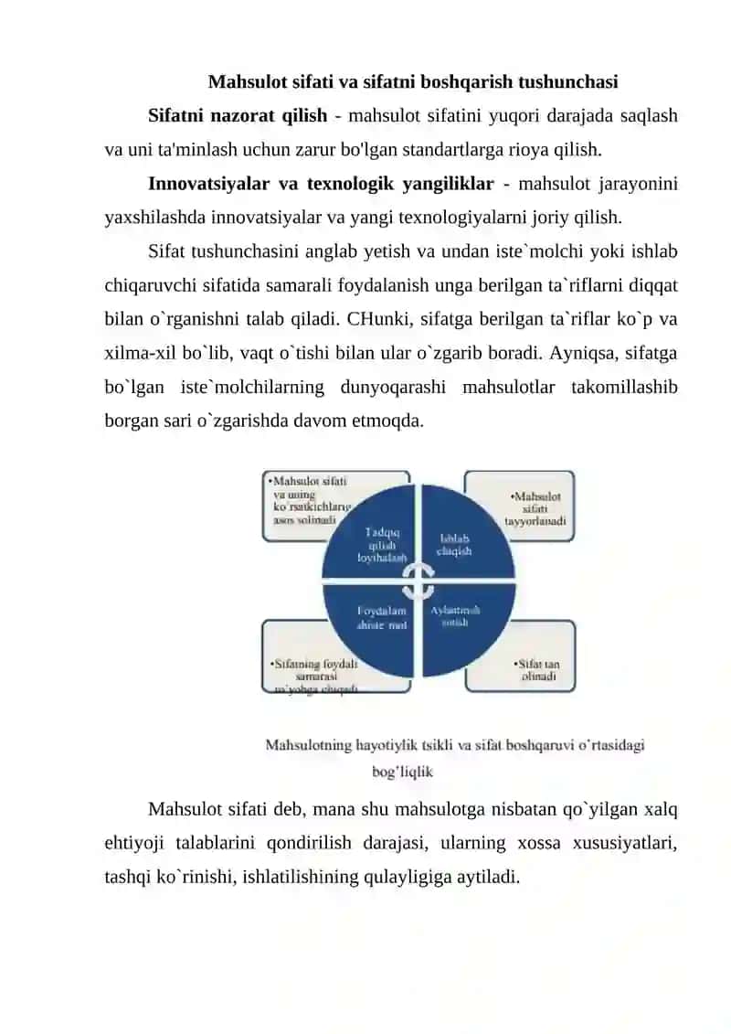 MAHSULOT JARAYONI MOHIYATI 4