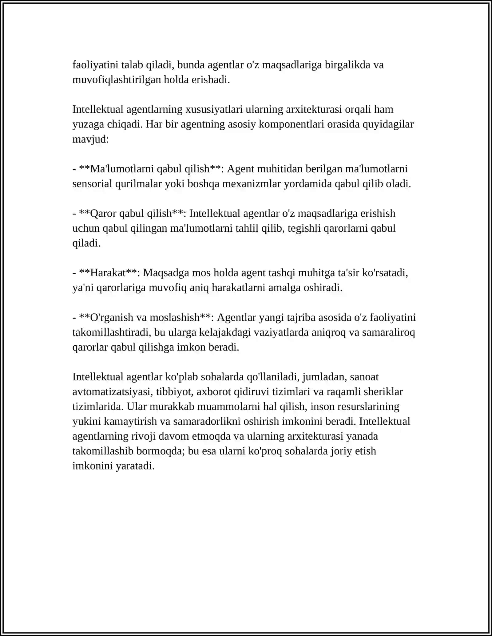 INTELLEKTUAL AGENTLAR VA ULARNING ARXITEKTURASI 4