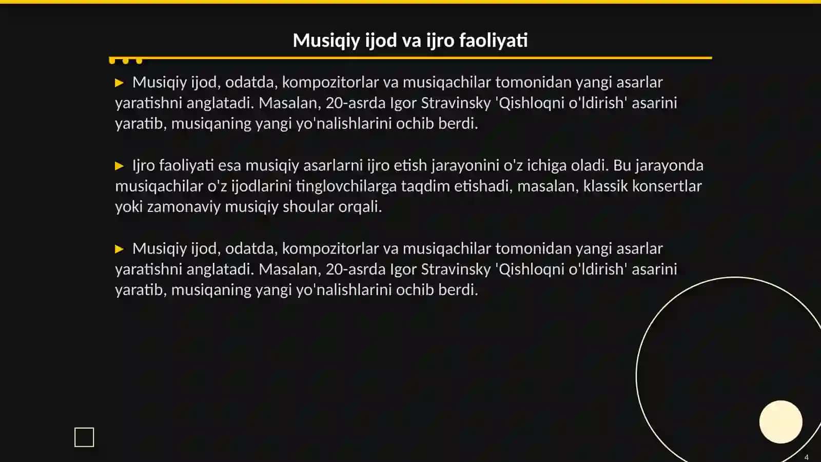 Musiqiy faoliyat turlari 4
