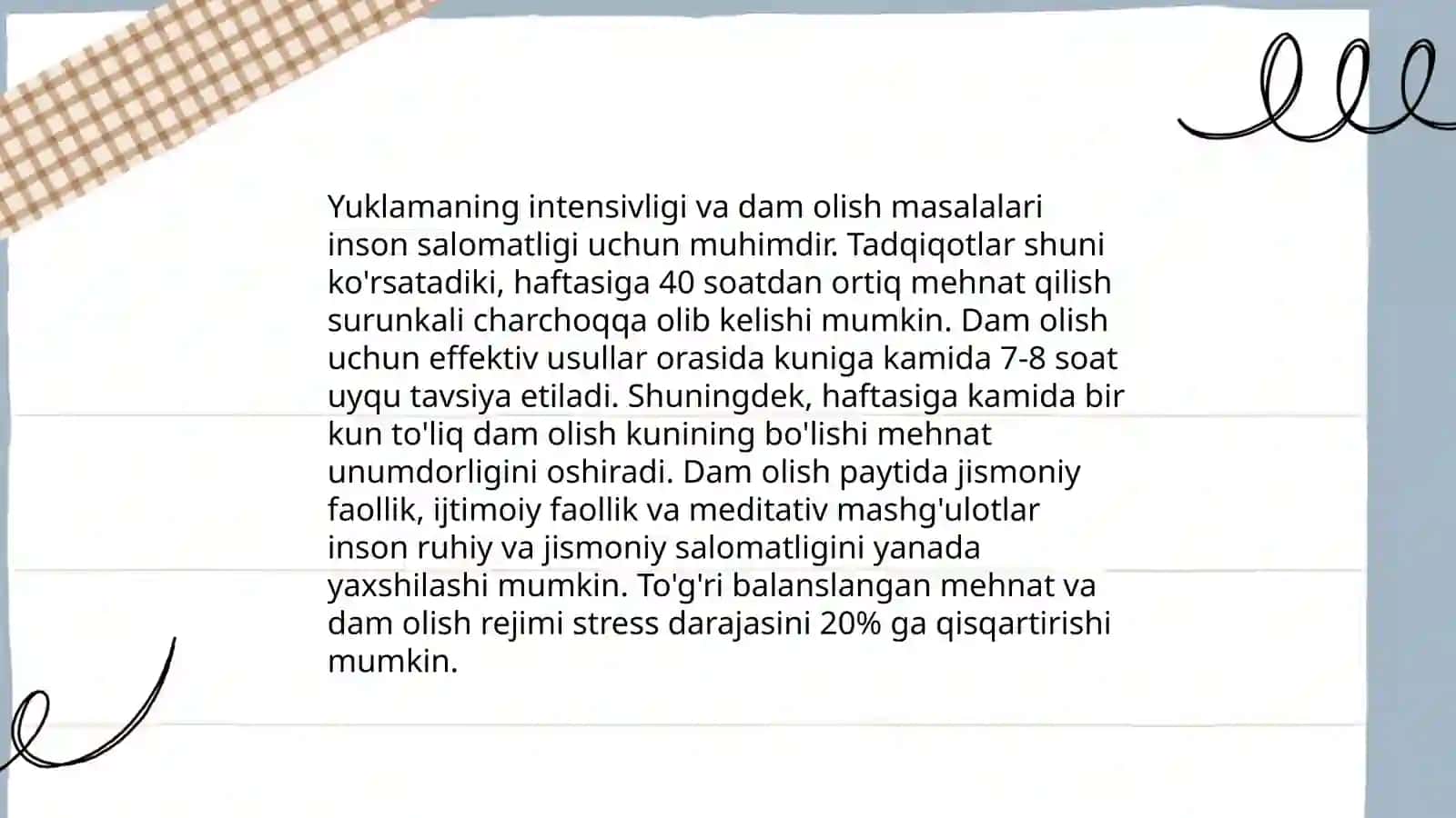 Jismoniy yuklama va dam olishning muhimligi 4