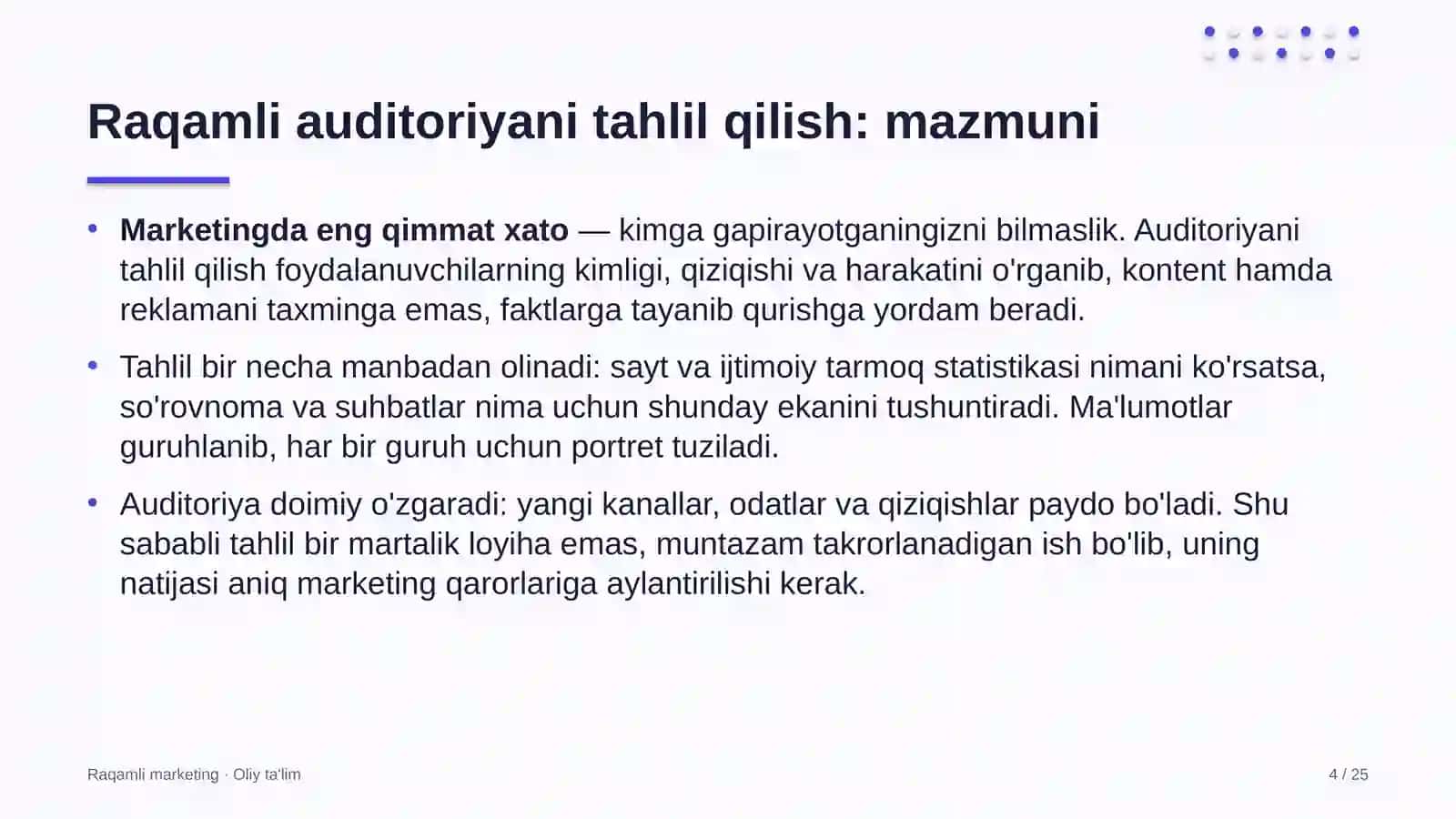 Raqamli auditoriyani tahlil qilish: mohiyati 4
