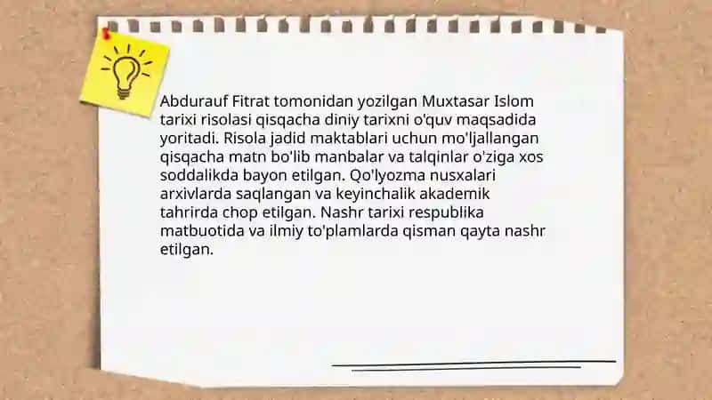 Muxtasar islom tarixi risolasi boyicha krassvord tayyorlash 4