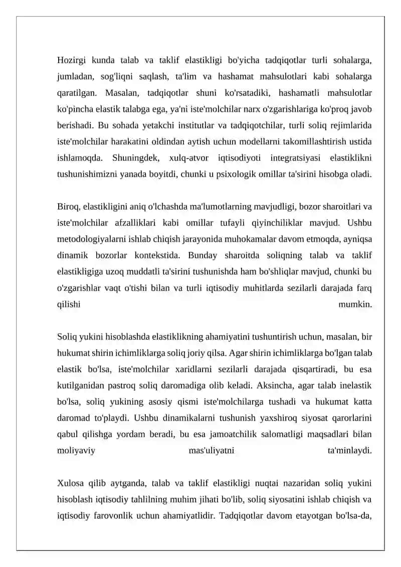 Talab va taklif elastikligi 4
