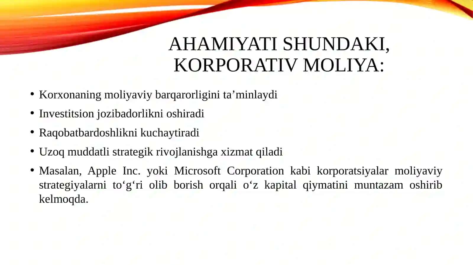 Korporativ moliya 4