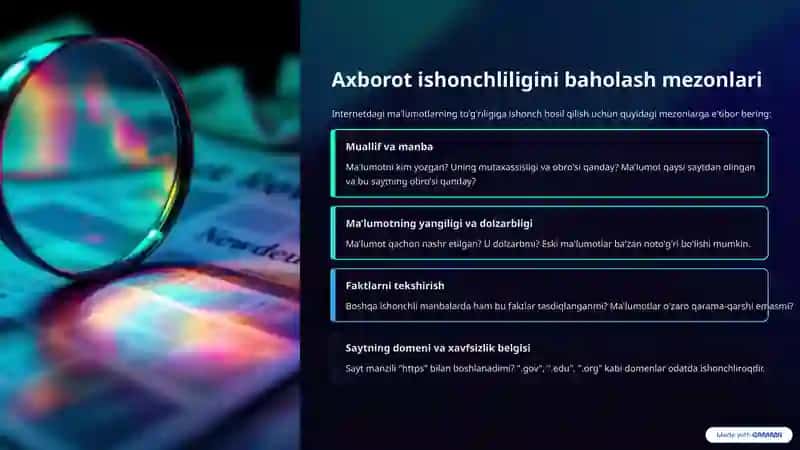 Internetdan samarali foydalanish va axborotning ishonchliligini baholash 4