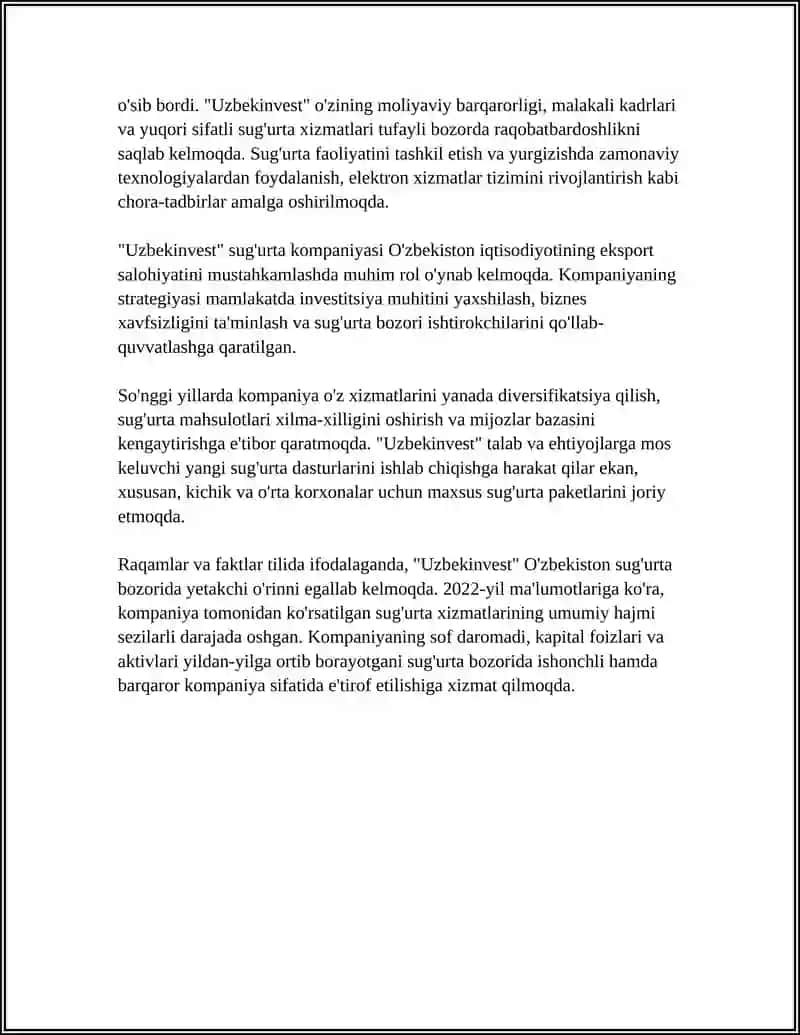 "Uzbekinvest" 4