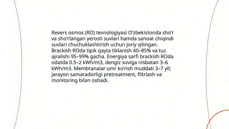 Oʻzbekiston sharoitida shoʻr suvlarni chuchuklashtirish 4