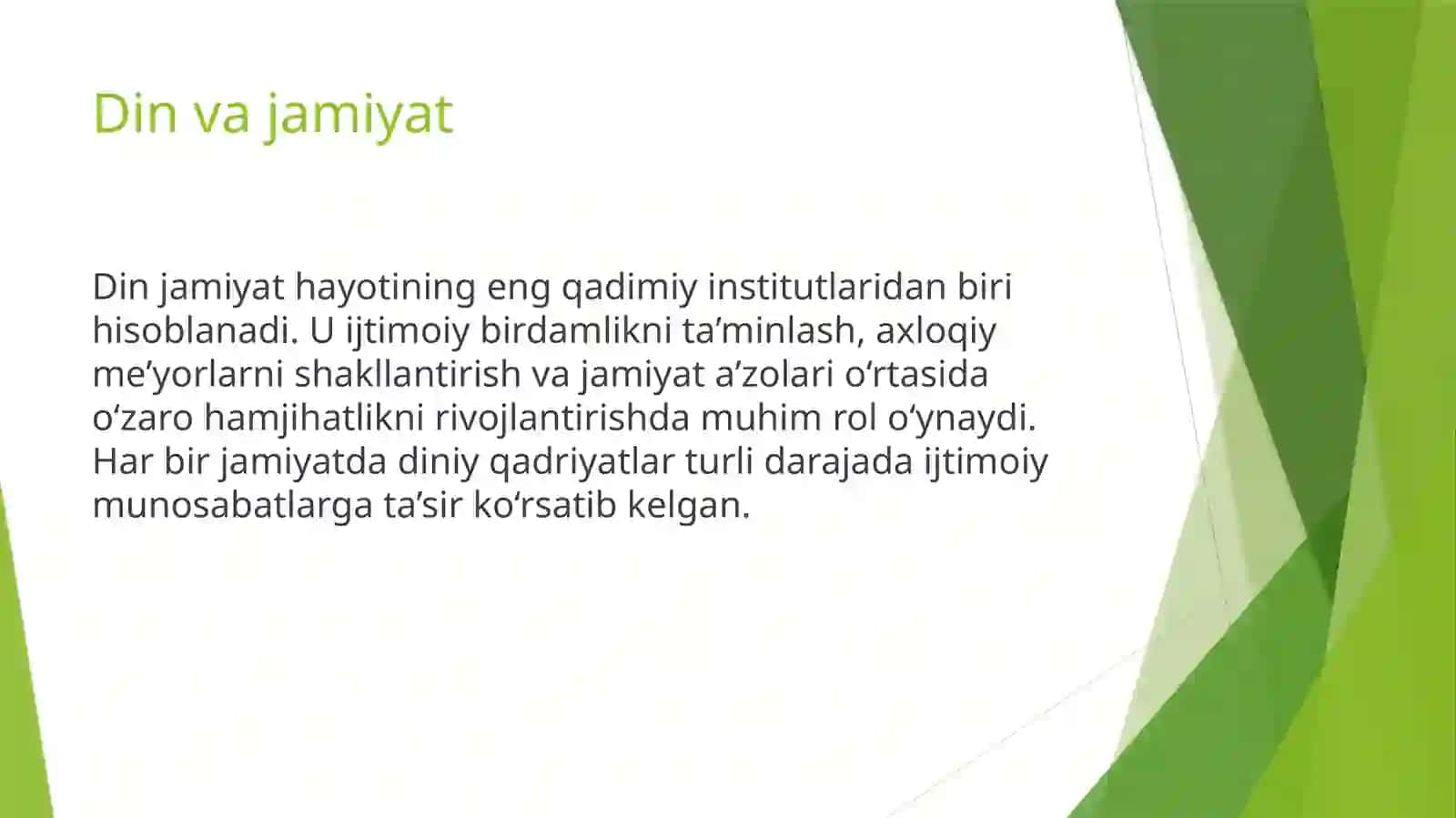 Din sotsiologiyasining jamiyat hayotidagi o‘rni va ahamiyati 4