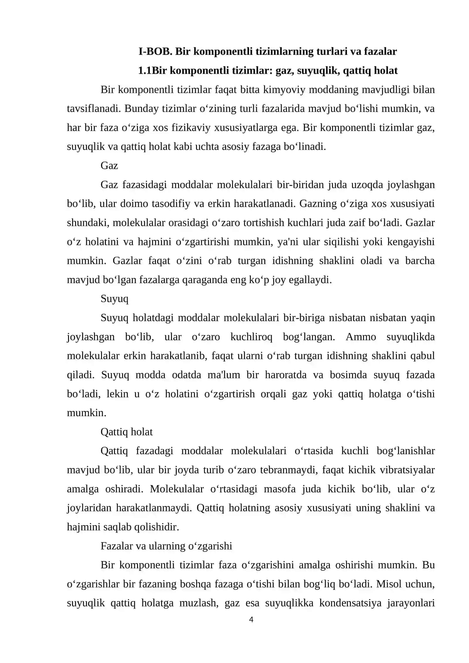 Bir komponentli sistemalar uchun fazalar qoidasi 4