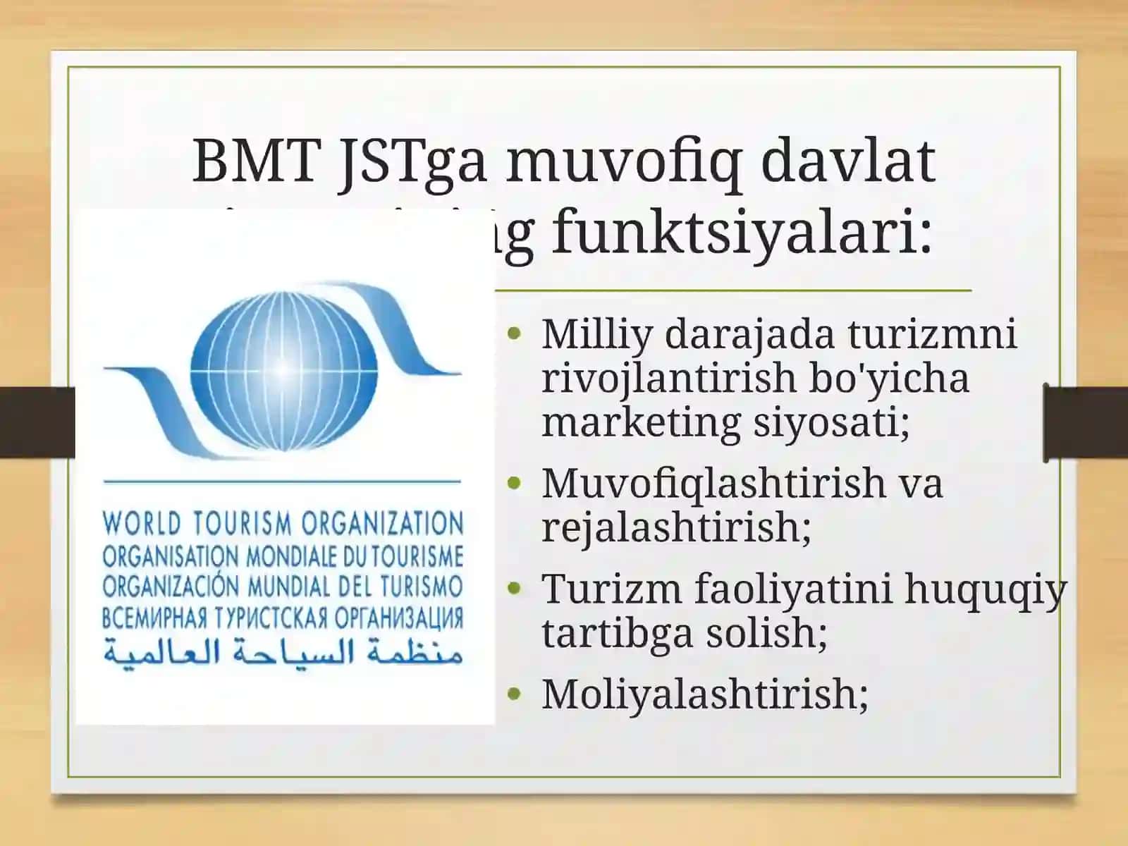 Turizm faoliyatini tartibga solish 4