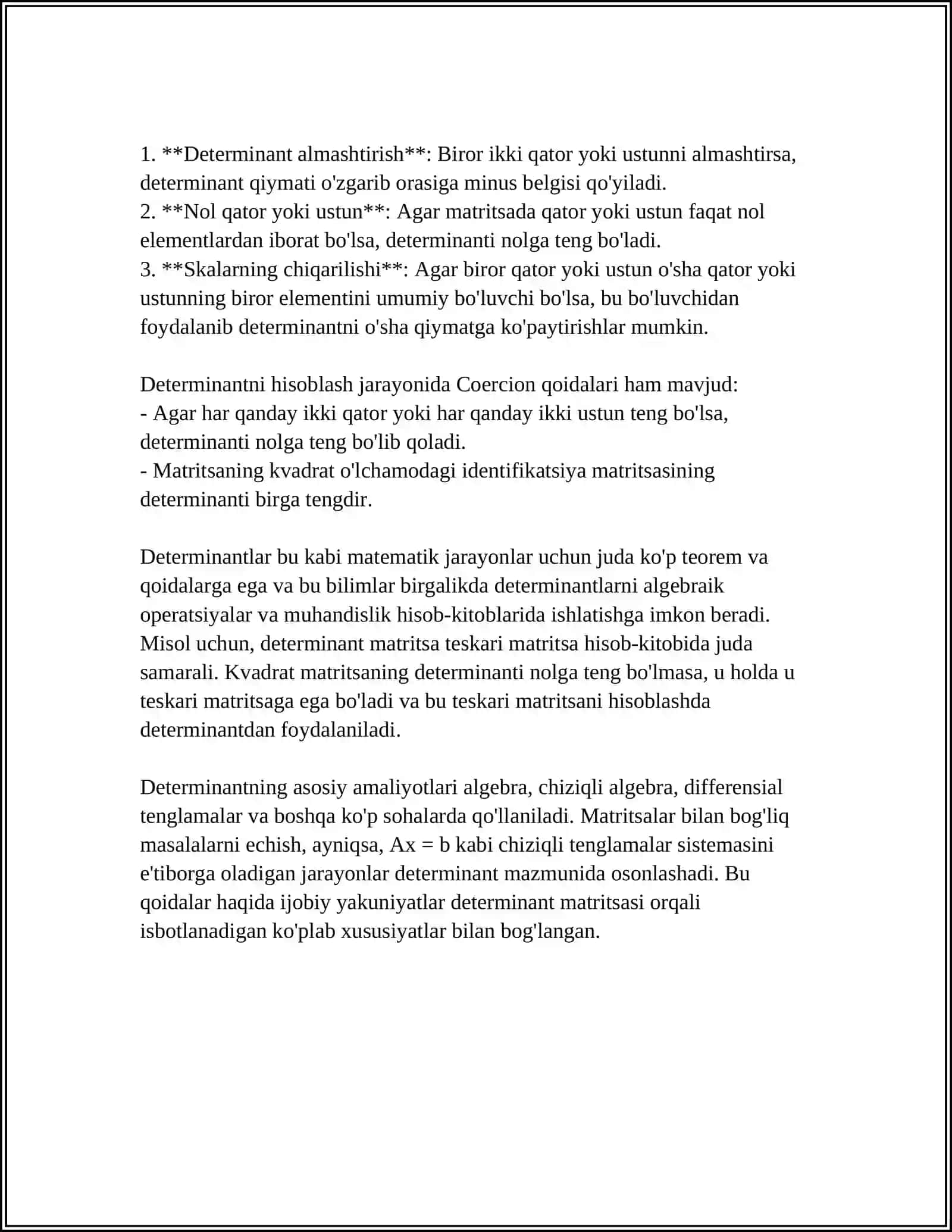 DETERMINANTLAR NAZARIYASI AKSIOMATIK QURISH 4